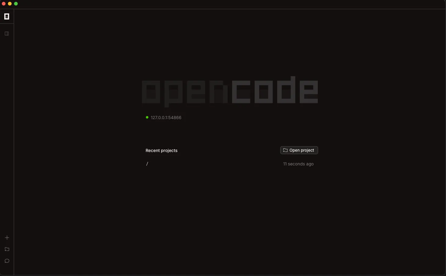 OpenCode 桌面版启动后的初始界面,干净简洁